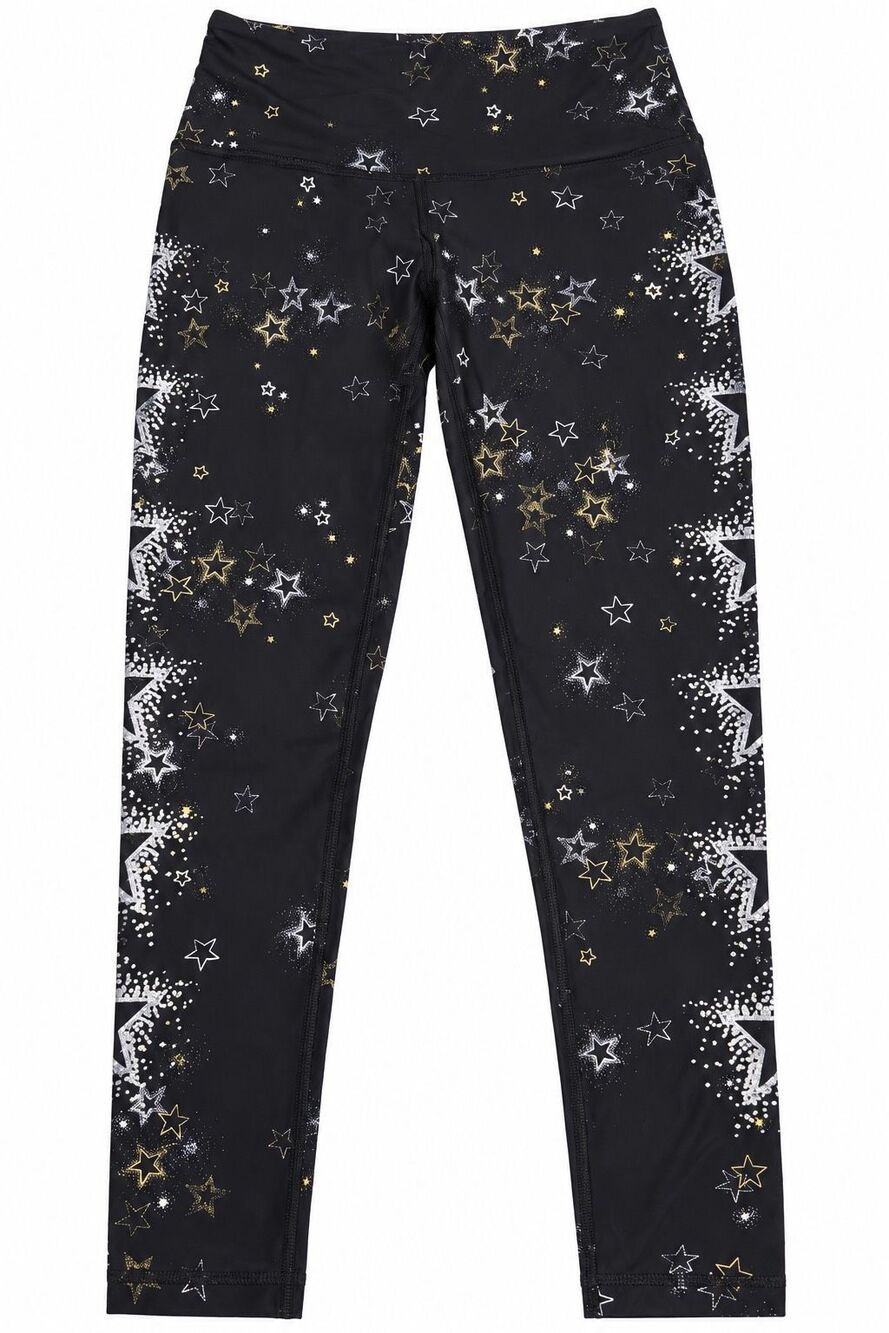 NWT Victoria’s Secret Sport 7/8 Printed Tight Black Glitter Stars Stardust Sz XS